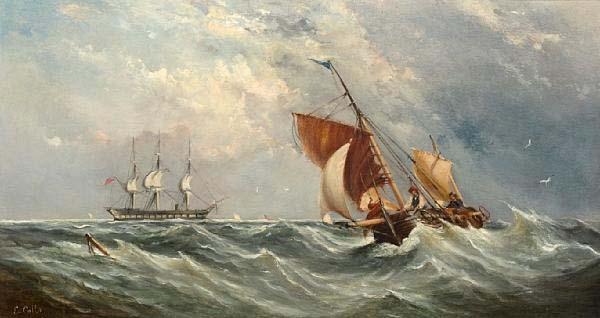 Ebenezer Colls Sailboats in a squall China oil painting art
